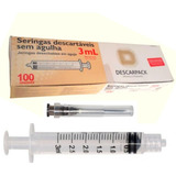 Seringa 3ml Luer Lock Agulha 25x7 Caixa C 100 Unidades