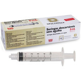 Seringa 5 Ml Sem Agulha Descartavel Luer Lock Rosca Cx 100