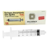 Seringa 5ml Sem Agulha Bico Luer Lock Rosca Caixa C 100