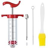 Seringa Injetora De Peru De Plástico- Kit De Injeção De Peru- Injetor De Carne Marinada- Injetores De Carne Para Fumar- Injetor De Churrasco- Injetor De Sabor Marinada Vermelho 28 G