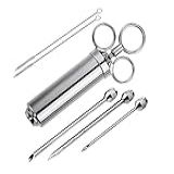 Seringa Injetora De Temperos Em Aço Inox Para Carnes E Frangos - Injeção De Molhos- Marinadas E Temperos Líquidos Ou Sólidos - Uso Profissional E Doméstico - Ideal Para Frangos- Carnes E Churrasco