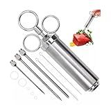 Seringa Injetora De Temperos Molhos Profissional Kit Com 3 Agulhas Carnes Frangos Peixes Churraco Injetor De Aço Inox Focuslar