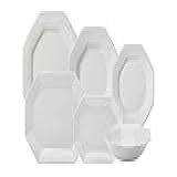 Serviço De Jantar 40 Peças Em Porcelana Modelo Octogonal Prisma Branco Porcelana Schmidt