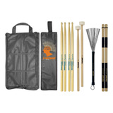 Set Baquetas 7a Feltro Vassourinha Bag Com01 Liverpool Cor Natural