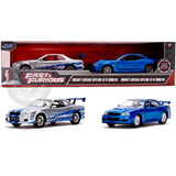 Set C 2 Miniaturas Velozes Furiosos Nissan Skyline Jada 1 32