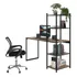 Set Escrivaninha Com 5 Prateleiras Lamina Com Preto   Cadeira Mesh   Estilo Vintage Madeira E Metal Para Home Office