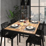 Set Vintage Mesa De Jantar 120x90 4 Cadeiras Gruvyer Mesa Lâmina Com Estrutura Preto Cadeiras Pretas Estilo Industrial
