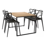 Set Vintage Mesa Jantar 120x90 4 Cadeira Gruvyer Industrial