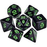 Sete 7 Dados Rpg Preto E