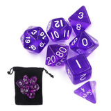 Sete 7 Dados Rpg Roxo D4 D6 D8 D10 D10 D12 D20 Bolsa Kit