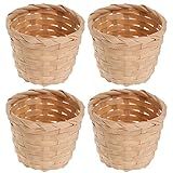 SEWACC Mini Cesta Tecida 10 Peças 7 5 X 6 Cm Cestas De Madeira Tecida Estatuetas Pequenas Cestas De Flores Cestas De Armazenamento Portáteis Para Plantas Artificiais Domésticas