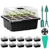 Sfee Kit De 10 Bandejas De Sementes Para Iniciantes Bandejas De Mudas De 120 Células Com Cúpula De Umidade E Base De Bandejas De Cultivo De Estufa Bandeja De Mudas Reutilizável Com Etiquetas De