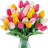 Sggvecsy 15 Peças De Tulipas Falsas Flores Artificiais De Toque Real PU Flores Falsas Hastes De Tulipas Para Casamento Buquê De Primavera Arranjos Florais Decoração De Festa Para O Dia Das Mães