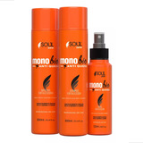 Shampoo Antiqueda Tônico Poderoso De Crescimento Capilar Com Biotina Oleo Rícino Máscara Fortalecedora Kit Monobio Soul Care Profissional