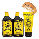 Shampoo Condicionador Balm Barba Forte Danger brinde Pente