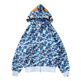 Shark Head Bape Jaqueta Street Casual Sweater De Algodão
