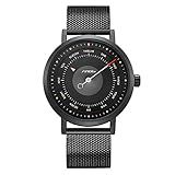 SHENGKE SINOBI Relógios De Negócios Masculino Moderno Design Original Relógio Masculino Malha De Aço Relógio Masculino Relogio Masculino Criativo Relógio De Pulso S9809G Preto Esportivo