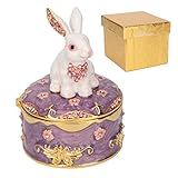 Shenruifa Caixa De Bijuteria Decorativa Vintage Caixa De Joias Coelho Bugiganga Vintage Esmalte De Metal Antigo Padrão De Gravação Floral Brincos Anéis Colar Caixa De Armazenamento De Joias