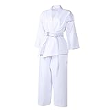 SHERCHPRY 1 Conjunto Uniformes De Karate Roupa De Karatê Roupas De Karatê Kimono Uniforme De Treinamento De Aikido Suprimentos De Karatê Aluna Branco Poliéster Algodão Calça Universal