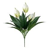 Shirfloral Spathiphyllum Plantas Artificiais 47 Cm Flor De Antúrio Branco Sintético De Lírio Da Paz Para Casamento- Decoração De Jardim