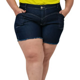 Short Bermuda Jeans C/ Lycra Feminina Plussize Tam Grande 58