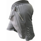Short Bermuda Masculino Tactel Bolso Academia Zíper