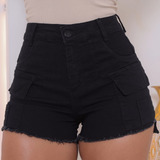 Short Cargo Jeans Feminino