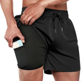 Short Duplo 2 Em 1 Para Corrida Bolso Interno Proteção Uv20 