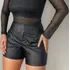 Short Feminino Couro Fake Cintura Alta Moda Blogueira