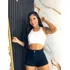 Short Feminino Jeans Curto Plus Size Cintura Alta Dobrada