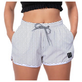 Short Feminino Linhas Petros Moda Praia Surf Academia Estilo