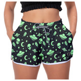 Short Feminino Listrado Fitness