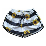 Short Feminino Moda Praia Piscinacom Elástico Na Cintura Top