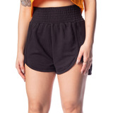 Short Feminino Over Surf Boxer Moletom Preto