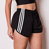 Short Feminino Tactel Taquetel Fresquinho Curto 3 Listras