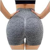 Short Fitness Feminino Sem Costura Efeito Levanta Bumbum Cintura Com Controle De Barriga Perfeito Para Yoga E Academia Franzido Estiloso Cinza