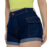Short Jeans Cargo Feminino