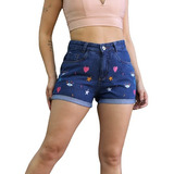 Short Jeans Estampa Olho