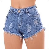 Short Jeans Feminino Cintura Alta Com