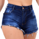 Short Jeans Feminino Cintura Alta Com Lycra Levanta Bumbum