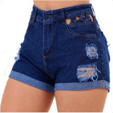 Short Jeans Feminino Cintura Alta Levanta Bumbum Hot Pants
