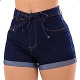 Short Jeans Feminino Cintura Alta Shorts Com Elastano Levanta Bumbum Azul Bermuda Feminina 38 Azul 