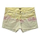 Short Jeans Feminino Plus Size Curto Tie Dye Tamanho 56 Cor Amarelo E Rosa