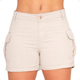 Short Jeans Feminino Shorts Cargo Com