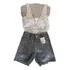 Short Jeans Paetês Tam 38