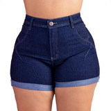 Short Jeans Plus Size Feminino Com Lycra Cintura Alta