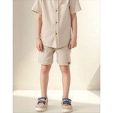 Short Linho Infantil Meninos Liso Mauricinho Bermuda Verao