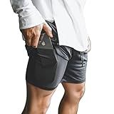 Short Masculino Academia Fitness 2 Em 1 Porta Celular Calção Cor Preto Tamanho G