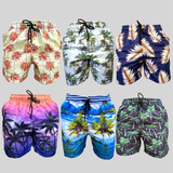 Short Masculino Kit 6 Bermuda Casual Estampada Mauricinho