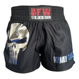 Short Muay Thai Bermuda Calção Modelo Tailandês Caveira